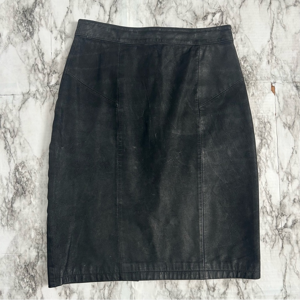 Vintage VTG Paris Sport Club Leather Skirt women’s 7/8 pencil skirt made Korea